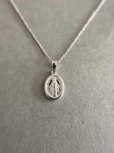 Sterling Silver Miraculous Medal Virgin Mary Pendant Catholic Necklace [NS1013]
