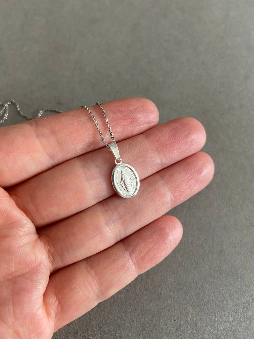 Sterling Silver Miraculous Medal Virgin Mary Pendant Catholic