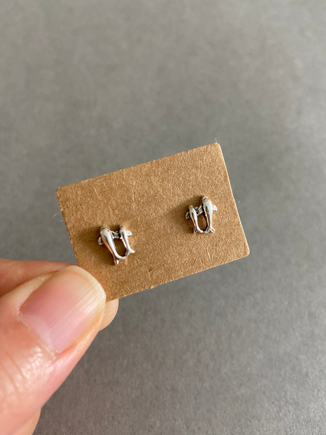Sterling Silver 2 Dolphins Studs [ESV1064]