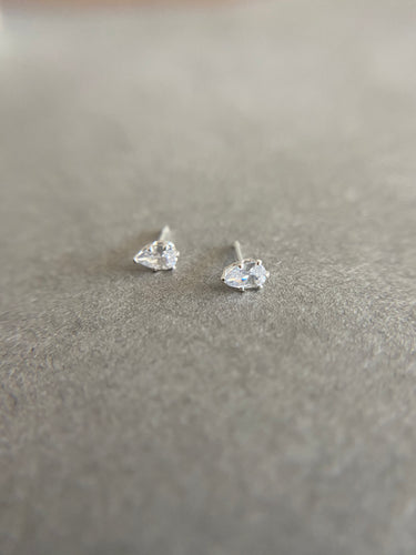 Sterling Silver CZ Tear Drop Studs