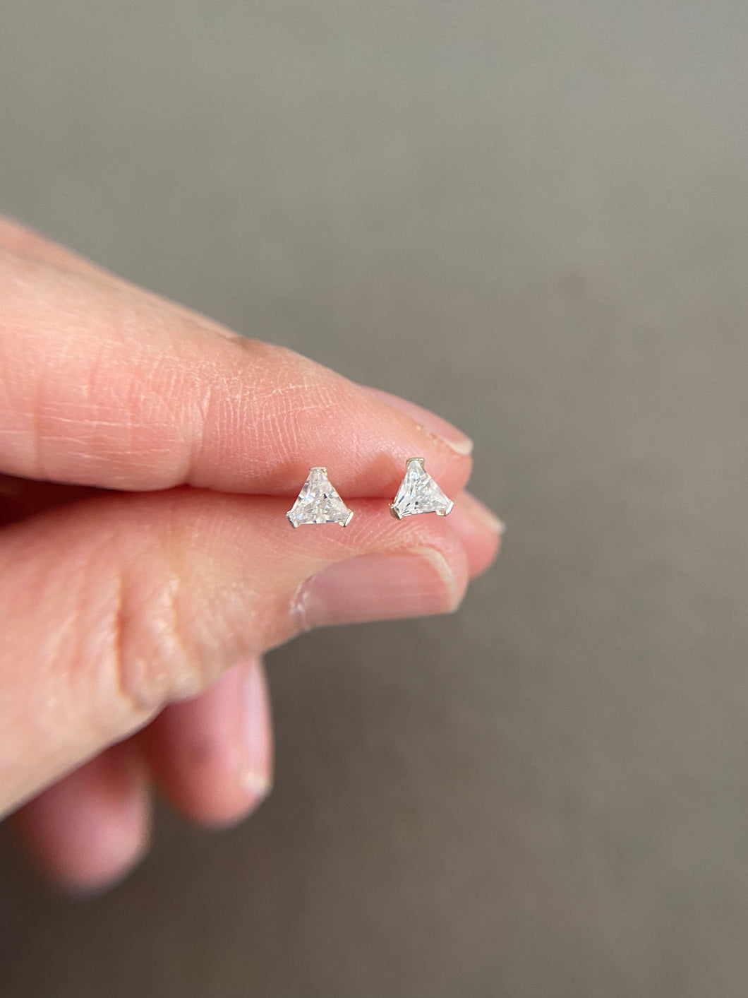 Sterling Silver CZ Triangle Studs