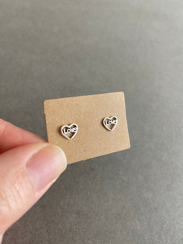 Sterling Silver Heart Love Studs [ESV1034]