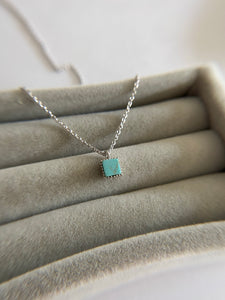 Sterling Silver Square Turquoise Necklace