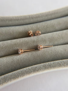Sterling Silver CZ Rose Gold Studs Type B