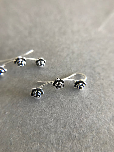 Sterling Silver Three Rose Ear Climbers