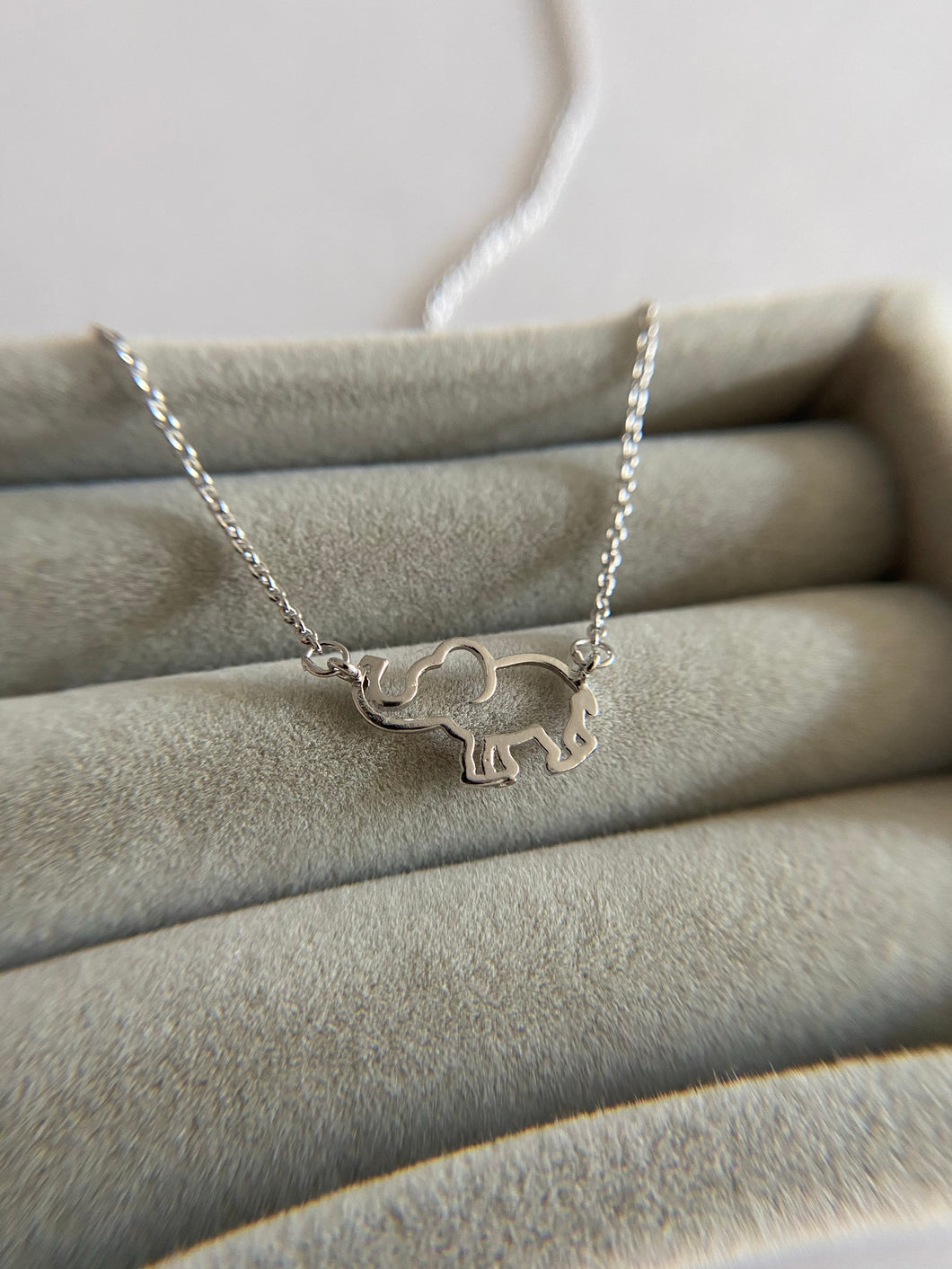 Sterling Silver Elephant Necklace - Type B (Open)
