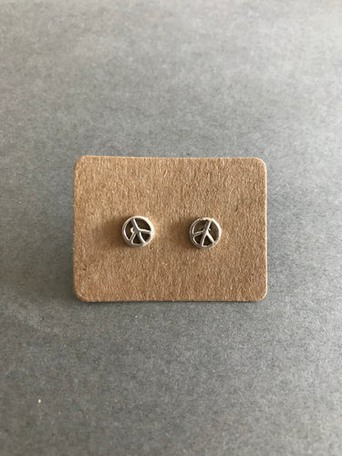 Sterling Silver Peace Sign Studs [ESV1008]