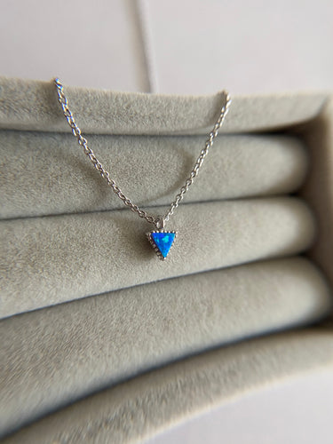 Sterling Silver Blue Triangle Opal Necklace