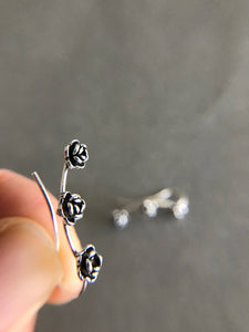 Sterling Silver Three Rose Ear Climbers