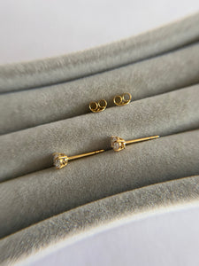 Sterling Silver CZ Gold Studs