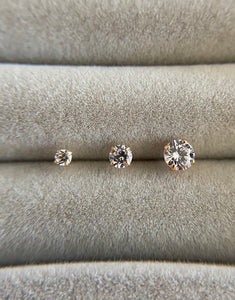 14K Solid Gold Tiny Clear CZ Studs Type B