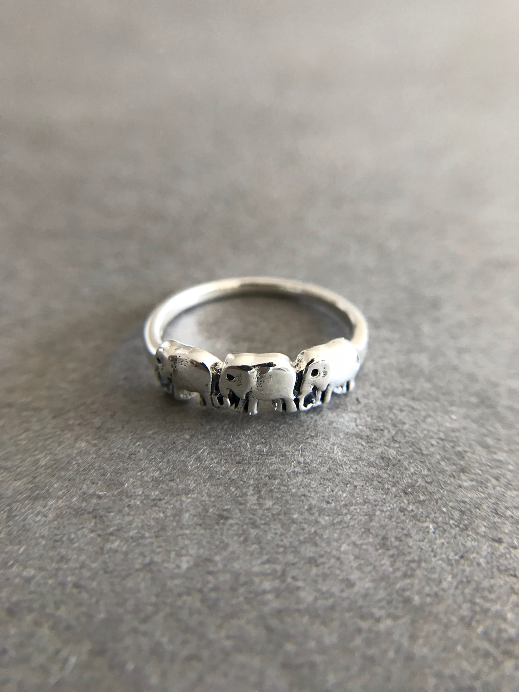 Sterling Silver Three Elephants Ring  [R1020]